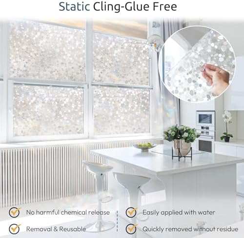 rabbitgoo Window Privacy Film, Decorative Rainbow Clings, 23.6" x 157.4" - Image 5