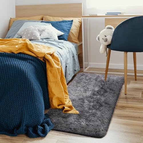 Ophanie 2x4 Small Rug Upgrade Non Slip Throw Bedside Area Rugs, Fluffy Soft Grey Mini Bedroom Carpet, Affordable Door Entryway Indoor Inside Front Entrance Dog Mat, Home Decor Aesthetic, Nursery - Image 5