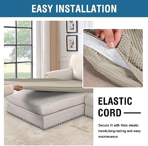 H.VERSAILTEX Super Stretch Individual Chaise Cover Sectional Couch Covers for L Shaped Sofa Both Left/Right Featuring Thick Jacquard Textured Twill Fabric (1 Piece Chaise Cover, Island Fossi) - Image 5