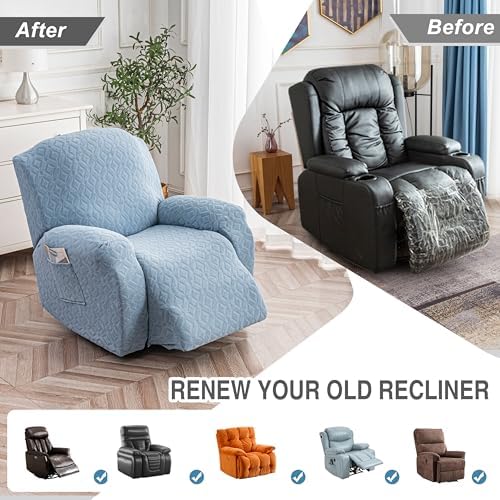 Genina Waterproof Recliner Chair Cover,XL-1 Seat Couch Cover,Light Blue - Image 5