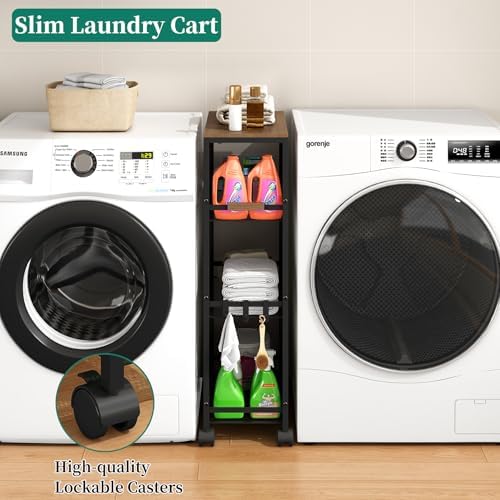 4-Tier Slim Utility Rolling Laundry Cart with Wheels, Easy to Assemble - Image 3