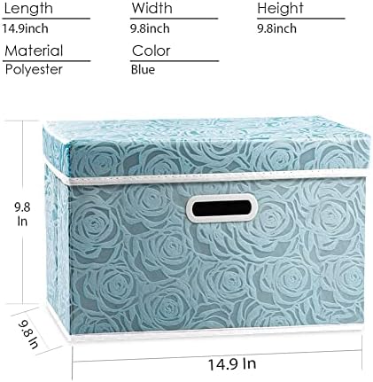 PRANDOM Stackable Storage Cubes with Lids [5-Pack] Fabric Decorative Storage Box Bins Organizer Containers Baskets with Cover Handles Divider for Bedroom Closet Living Room Blue 14.9x9.8x9.8 Inch - Image 3
