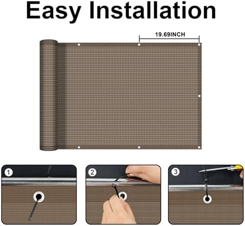 COOLBOYS Customized 2.5'x28' Brown Balcony Privacy Screen Fence Cover - Image 5
