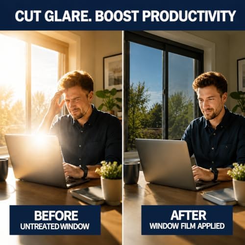 WPCTEV One Way Window Privacy Film, Mirror Tint, Silver, 17.5In x 16.4Ft - Image 6