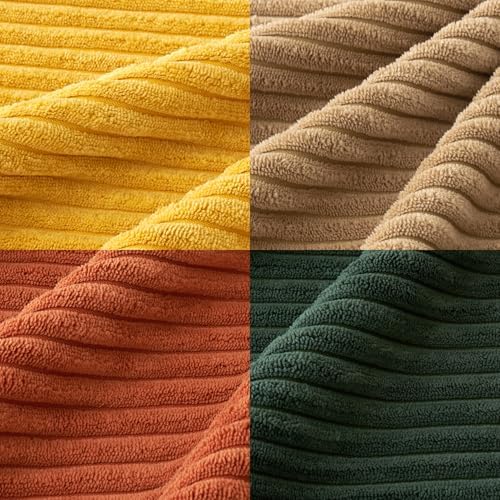 MIULEE Fall Corduroy Decorative Throw Pillow Covers Green-Rust 18x18 - Image 3