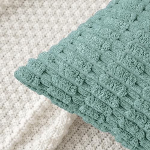 MIULEE Corduroy Decorative Throw Pillow Covers 18x18 Teal Green Pack of 2 - Image 2