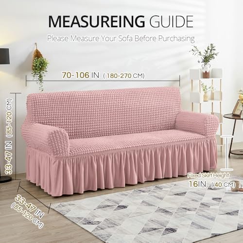 NICEEC Sofa Covers Pink Couch Cover Stretch Sofa Slipcovers with Skirt - Image 6