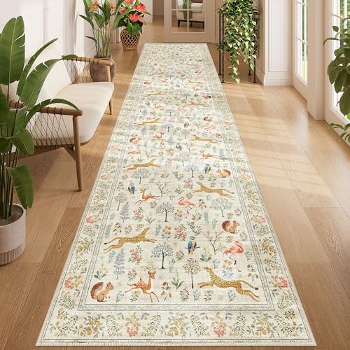 DUKINO 3x12 Runner Rug for Hallway, Washable Animal Rug for Kitchen, Beige by DUKINO