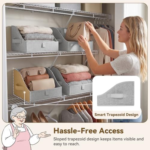GRANNY SAYS Trapezoid Closet Storage Bins, Small, Gray, 3-Pack - Image 3