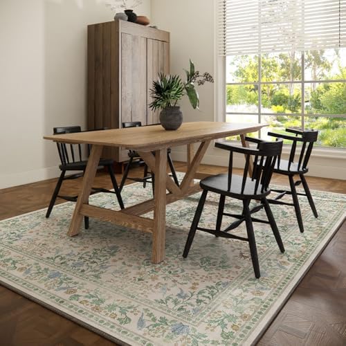 9x12 Area Rugs for Living Room: Washable Bedroom Rug Vintage Area Rug Stain Resistant Non Slip Low Pile Lightweight Soft Carpets for Dining Room Kitchen Nursery Kids Room Farmhouse Home Office - Image 6