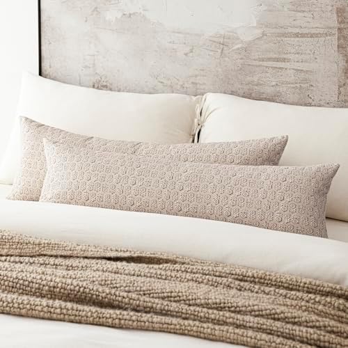 Foindtower Long Floral Print Lumbar Throw Pillow Covers 14×36 Ivory Beige - Image 5