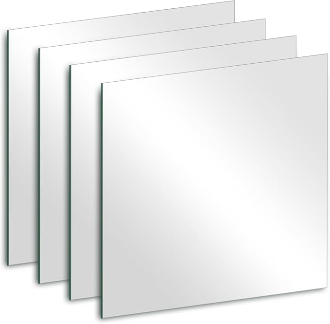 8 x 8'' x 4Pcs Glass Square Mirror Sheets for Wall Decor, 2mm Thick by FindYourLove