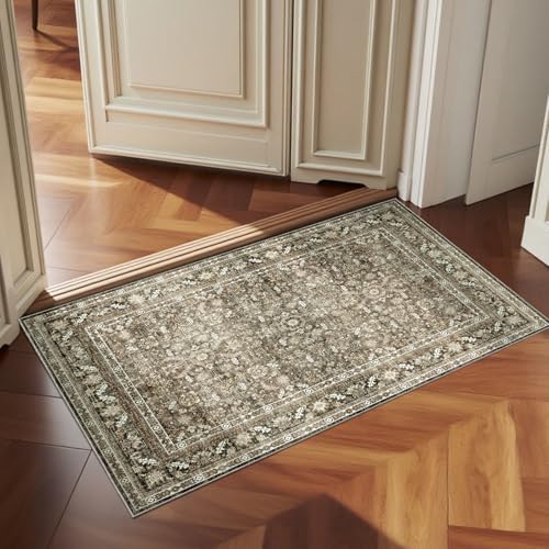 OPPODREAM Vintage Brown Area Rugs 2x3, Washable Rug for Living Room by OPPODREAM