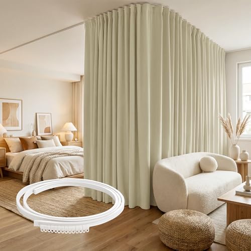 RYB HOME Blackout Room Divider Curtain with Flexible Track for Living Room by RYBHOME