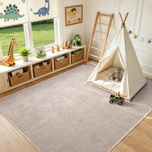 7x10 Large Oatmeal/White Area Rug Non-Slip Washable for Living Room Bedroom - Image 5