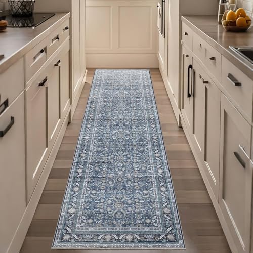 OPPODREAM Vintage Blue Area Rugs 2x8, Washable Rug for Living Room by OPPODREAM