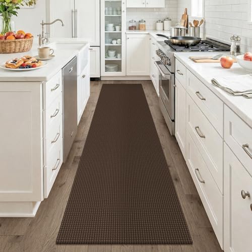 KOZYFLY Cotton Runners for Hallway 2x8, Washable Runner Rug, Woven Non Slip Kitchen Runner, Braided Entryway Rug, Floor Carpet for Foyer, Bedroom, Hall, Brown/Dark Brown - Image 2