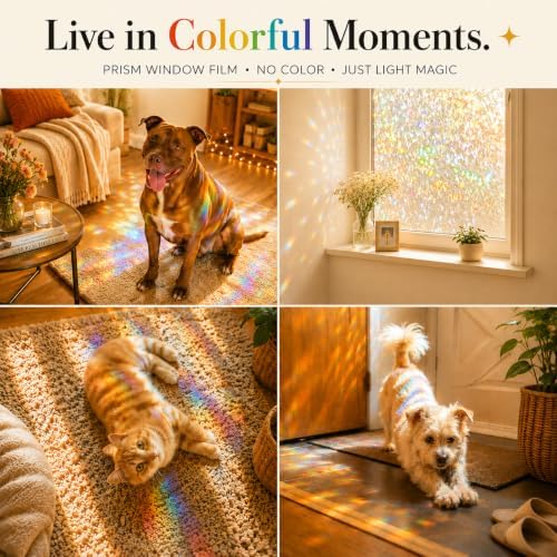 Rainbow Window Privacy Film, Stained Glass Cling, 35.4 inch * 78.7 inch - Image 3