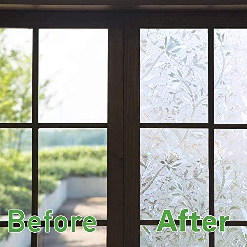 Niviy Excellent Quality 3D Static Cling Window Film Non-Adhesive Window Covering Decorative Flower Privacy Film for Window 23.6" x 157" - Image 2