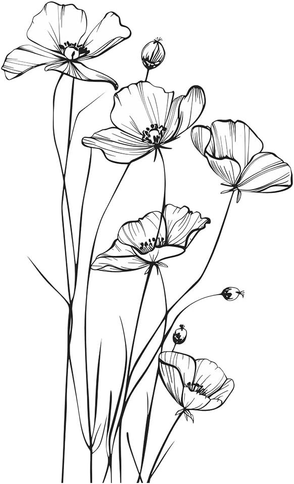 Black White Flower Wall Stickers Art Decal Decor for Bedroom Living Room Offices Home Decoration - Image 5