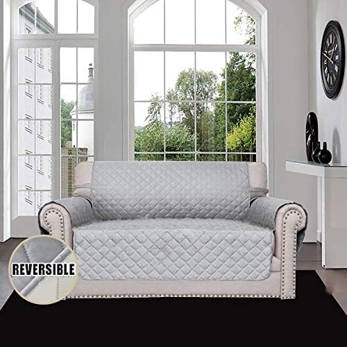 Easy-Going Reversible Couch Cover, 2 Cushion Sofa, Light Gray/Ivory - Image 2