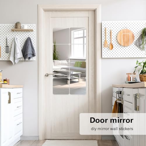 Shiftshade Wall Stickers - Unbreakable Self-Adhesive Mirror Tiles for Bedroom, Home, Gym, Door - Acrylic Shatterproof Sheets, Panels (8x8 Inch, 4 Pcs) - Image 5