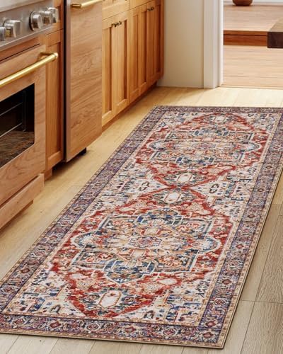 AMADA HOMEFURNISHING 2x6 Washable Runner Rug, Low-Profile Kitchen Rugs with Non-Slip Backing & Durable Edge Binding, Vintage Entryway Runner Rug for Bedroom & Hallway - Image 4