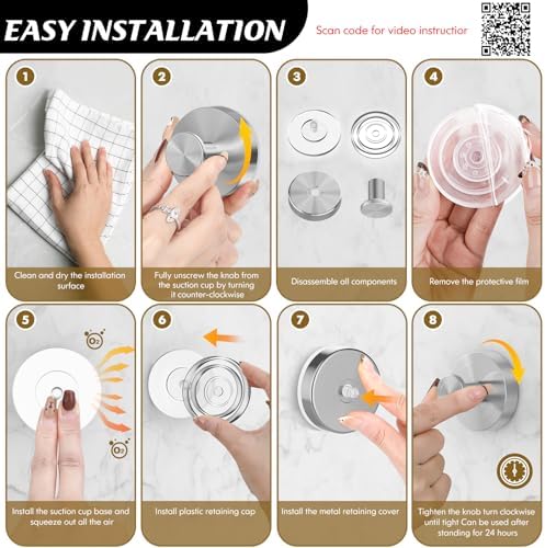 MOTAIPEAK Suction Cup Hooks for Shower,Removable Shower Towel Suction Hooks for Bathroom Wall,Kitchen,Glass,Mirror,Tile to Hang Robes,Loofah-Silver(2-Pack) - Image 6