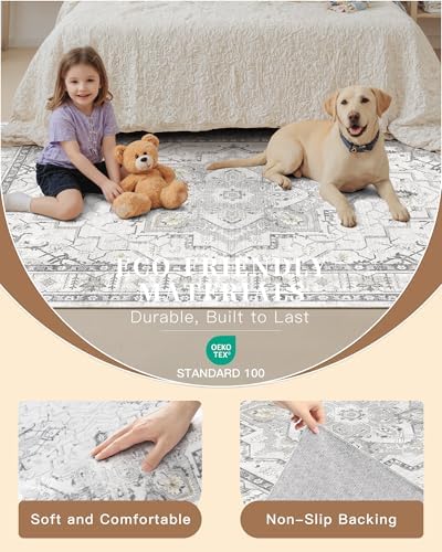 Madane Washable Runner Rugs 2x12 Long for Hallway Kitchen Soft, Grey - Image 5