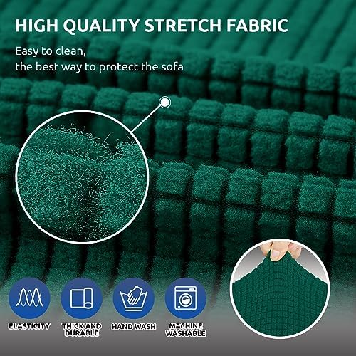 KEKUOU Stretch Couch Covers for Sofa, 3 Cushion Couch Slipcover,Hunter - Image 5