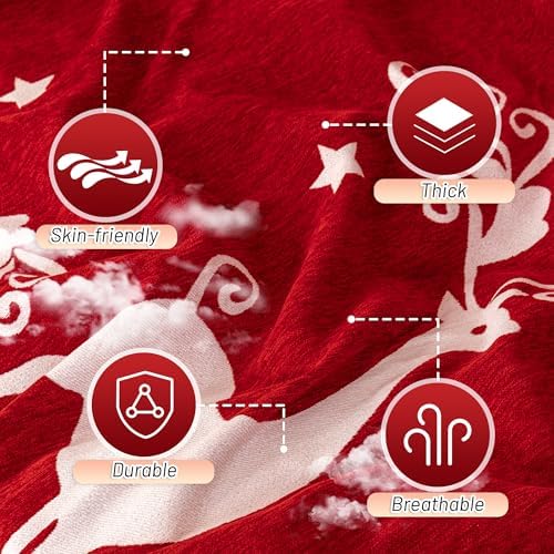 MYSKY HOME Christmas Couch Cover for Dogs, Washable Couch Covers, Non Slip Sofa Slipcover, Couch Cover 2 Cushion Sofa Dogs Furniture Protector, Chenille Sofa Covers for Pets, Kids, 71"x102", Red - Image 4