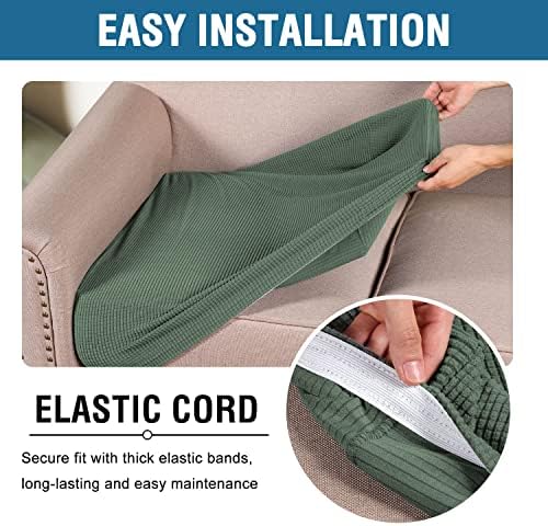 H.VERSAILTEX Super Stretch Individual Seat Cushion Covers Sofa Covers Couch Cushion Covers Slipcover Sets Thick Jacquard Textured Twill Fabric (2 Piece Medium Sofa Cushion Covers, Loden Frost) - Image 5
