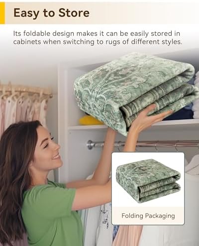 RELEANY Washable Area Rug, Runner 2'6"x10', Green/Dark Green/Gray - Image 6