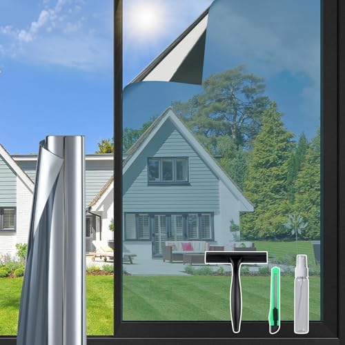 DOWELL One Way Window Privacy Film, Window Tint with Tools, Silver by DOWELL