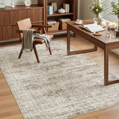 Soalmost 3x5 Rugs Non-Slip, Small Washable Kitchen Entryway Area Rug Brown - Image 4