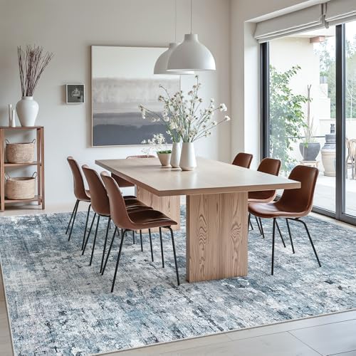 Soalmost Abstract 7x10 Area Rug for Living Room Washable Rugs Blue/Grey - Image 4
