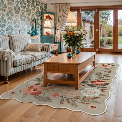 Lahome Floral Washable Rugs for Bedroom, 4X6 Area Rug Soft Living Room Rug - Image 2
