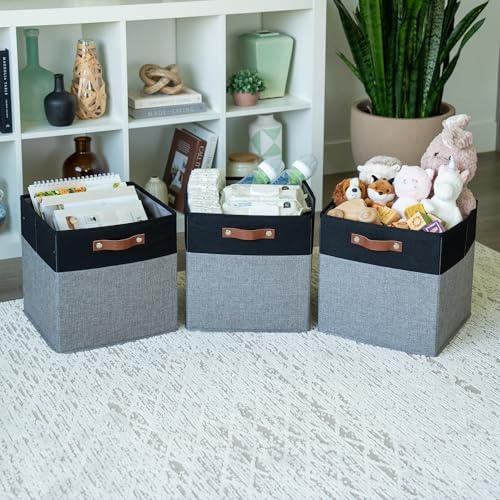 OrganiHaus 13x13 Cube Storage Bins, Set of 4 - Fabric Storage Cubes - Image 4