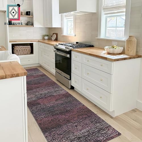 RUGSURE Washable Area Rug - 1/6 Thick - Stain & Water Resistant Non-Slip - Resistant Rug for Living Room, Bedroom, Nursery, Pet & Child Friendly, Vintage Charm Area Rugs (Burgundy, 2'6'' x 8') - Image 4
