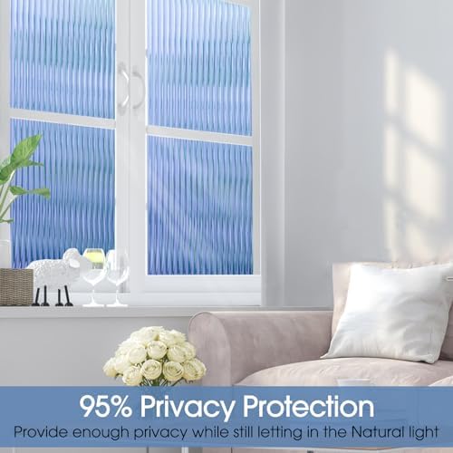 Coavas Reeded Glass Window Privacy Film, 3D Fluted Adhesive, 17.5"x78.7" - Image 2