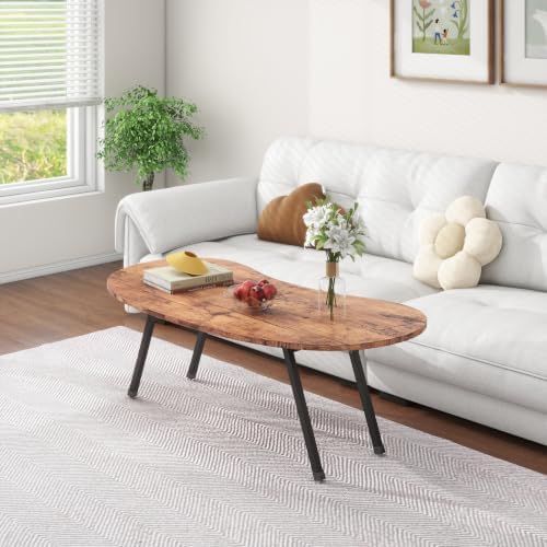 Foldable Coffee Table,Mid Century Modern Oval Coffee Table for Living Room - Image 2