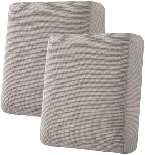 H.VERSAILTEX Super Stretch Individual Seat Cushion Covers Sofa Covers Couch Cushion Covers Slipcover Sets Thick Jacquard Textured Twill Fabric (2 Piece Medium Sofa Cushion Covers, Taupe) by HVERSAILTEX