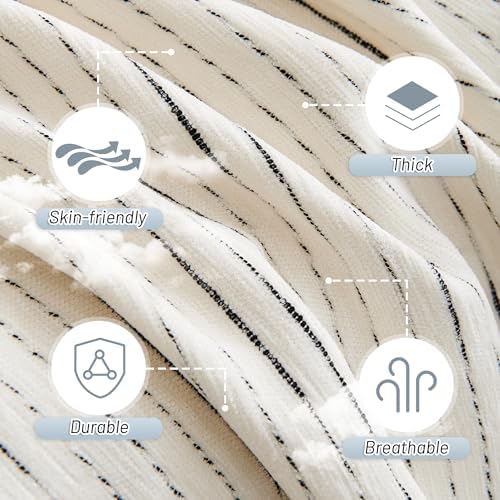 MYSKY HOME Couch Cover for Dogs, Sectional Couch Cover, Beige Lines Sofa Covers for Sectional Sofa L Shape Chenille Couch Protector for Dogs Pets Couch Covers Washable Soft Throw, 91"X150" - Image 4
