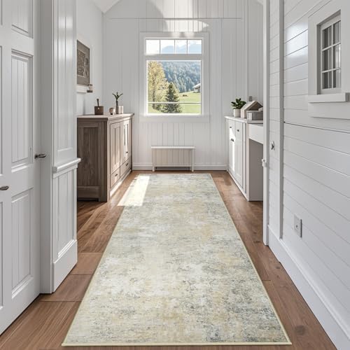 Aelenmu Runner Rugs for Hallways Kitchen 2.6x8 Non Slip Washable Beige Grey by Aelenmu