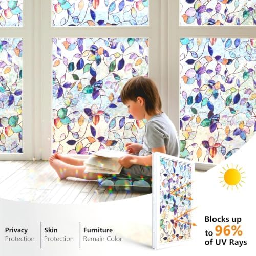 Stained Glass Window Privacy Film, Static Cling 17.5" x 78.7" - Image 3