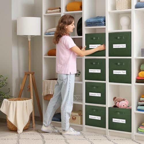Fabric storage cubes (8 Pack) 13 Inch Cube Storage Bin, cube organizer bins with 8 Labels Window Cards & a Pen, Foldable cube organizer bins and Storage Box, Dark Green - Image 5