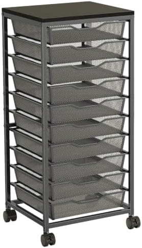 10-Drawer Rolling Storage Cart, Craft Organizers and Storage, Black by Aokitsink