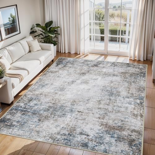 6x9 Area Rugs for Living Room Washable Bedroom Dining Room Brown Blue by Aelenmu