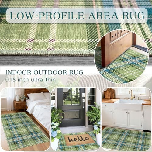Plaid Outdoor Rug - 28"x43" Front Door Mat Indoor Outside Entrance - Image 5