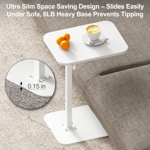 Side Table Sofa Tray for Couch Heavy Metal Base Swivel/Adjustable Height - Image 3